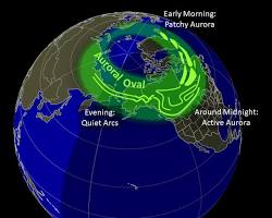 Image of map showing the aurora borealis oval