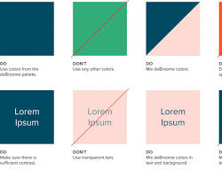 Image of color palette with primary and secondary colors, color codes, and usage guidelines