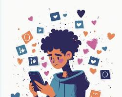 Imagen de child looking sad and isolated, surrounded by floating icons of social media and device screens