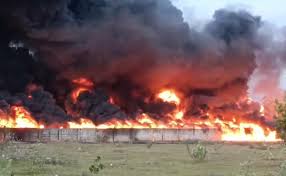 Massive Fire Erupts On Goods Train Carrying Diesel In Tamil Nadu