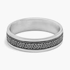 Celtic Trinity Knot Inlay Wedding Ring in 14k White Gold (6mm)