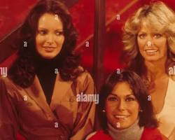 Charlie's Angels 1976 TV series Farrah Fawcett Kate Jackson Jaclyn Smith Cheryl Ladd 1970s ABC television stills silhouette opening credits posters, AI generated