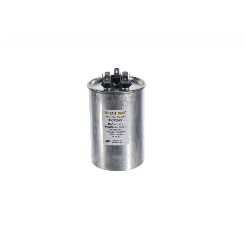 Packard Titan Pro 45+5 MFD 440/370V Round Run Capacitor trcfd455