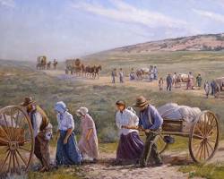 Image of people traveling on the Overland Trail