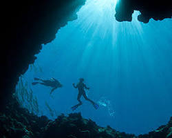 Bimini Blue Hole, a deep underwater cave system