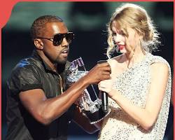 Image of Kanye West interrupting Taylor Swift at the MTV Video Music Awards