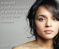 Norah Jones - &quot;A record is just a snapshot of where you are a...&quot; via Relatably.com