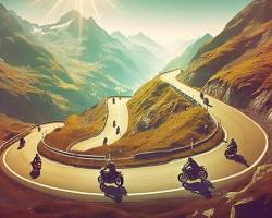 Immagine di motorcycle riding on a winding mountain road
