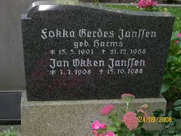 Grab von Jan Okken Janssen (07.07.1908-15.10.1988), Friedhof Jennelt