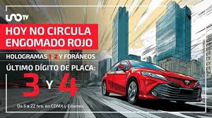 Hoy No Circula: autos con engomado rojo y placas 3 o 4 descansan este miércoles 05 de agosto