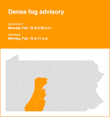 Dense Fog Advisory Issued for Southern Pennsylvania and Cincinnati; Major Warm-Up and Rain Forecasted