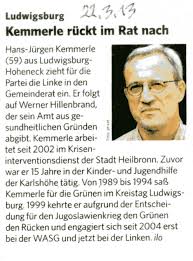 Werner Hillenbrand aus dem GR ausgeschieden DIE LINKE OV Ludwigsburg