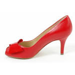 Red peep toe court shoes