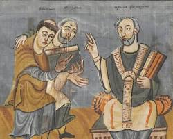 Image of Carolingian court scholars reading