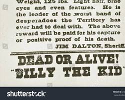 Image of wanted poster for Billy the Kid, offering a reward for his capture, dead or alive