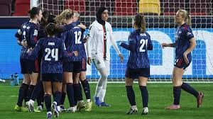 Arsenal women's team celebrates victory over FAR Rabat