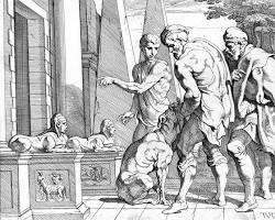 Image of Odyssey Book 17 classical art Odysseus returns to palace Argo dog death Eumaeus