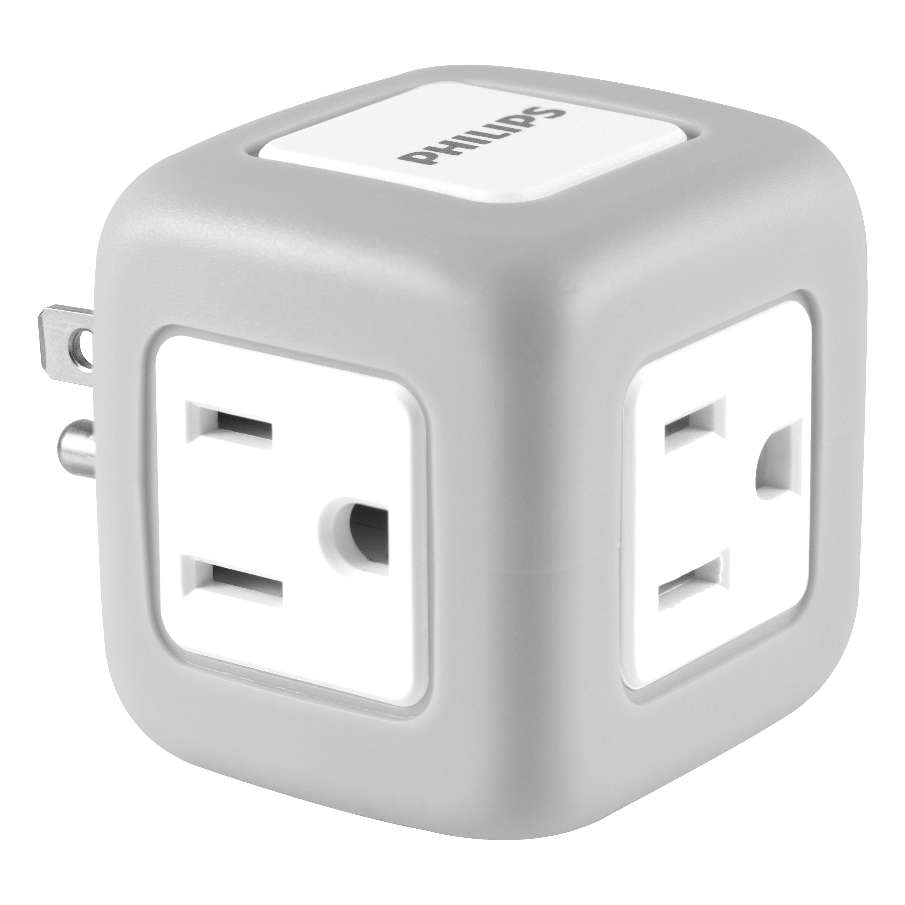 Philips 3-Outlet Grounded Cube Tap with Surge Protection