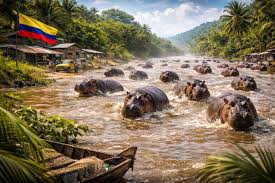 Colombia faces hippopotamus invasion 30 years after Pablo Escobar: herd exceeds 120, advances 300 km along the Magdalena River, frightens residents and could reach 1.400 in ten years.