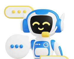 AI customer service chatbot icon 3D render blue and white colors، من إنشاء الذكاء الاصطناعي