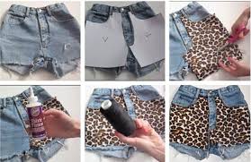 Resultado de imagem para customização de shorts jeans com tecido