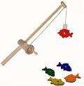 Kids play fishing pole