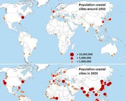 Image of coastal village in Africa threatened by rising sea levels