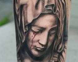 Image of Religious Tattoo Christian Virgin Mary Tattoo