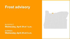 Upper Hood River Valley placed under a frost advisory Wednesday – temperatures falling to 33
