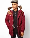 Red parka jacket men