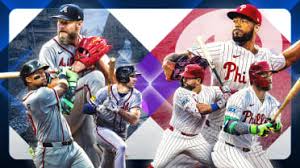 Atlanta Braves and Philadelphia Phillies players competing in a crucial NL East series