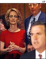 Cynthia Henderson attends a news conference by Jeb Bush. Henderson said the rumours were &quot;absolutely false&quot; - _1331660_henderson_ap150