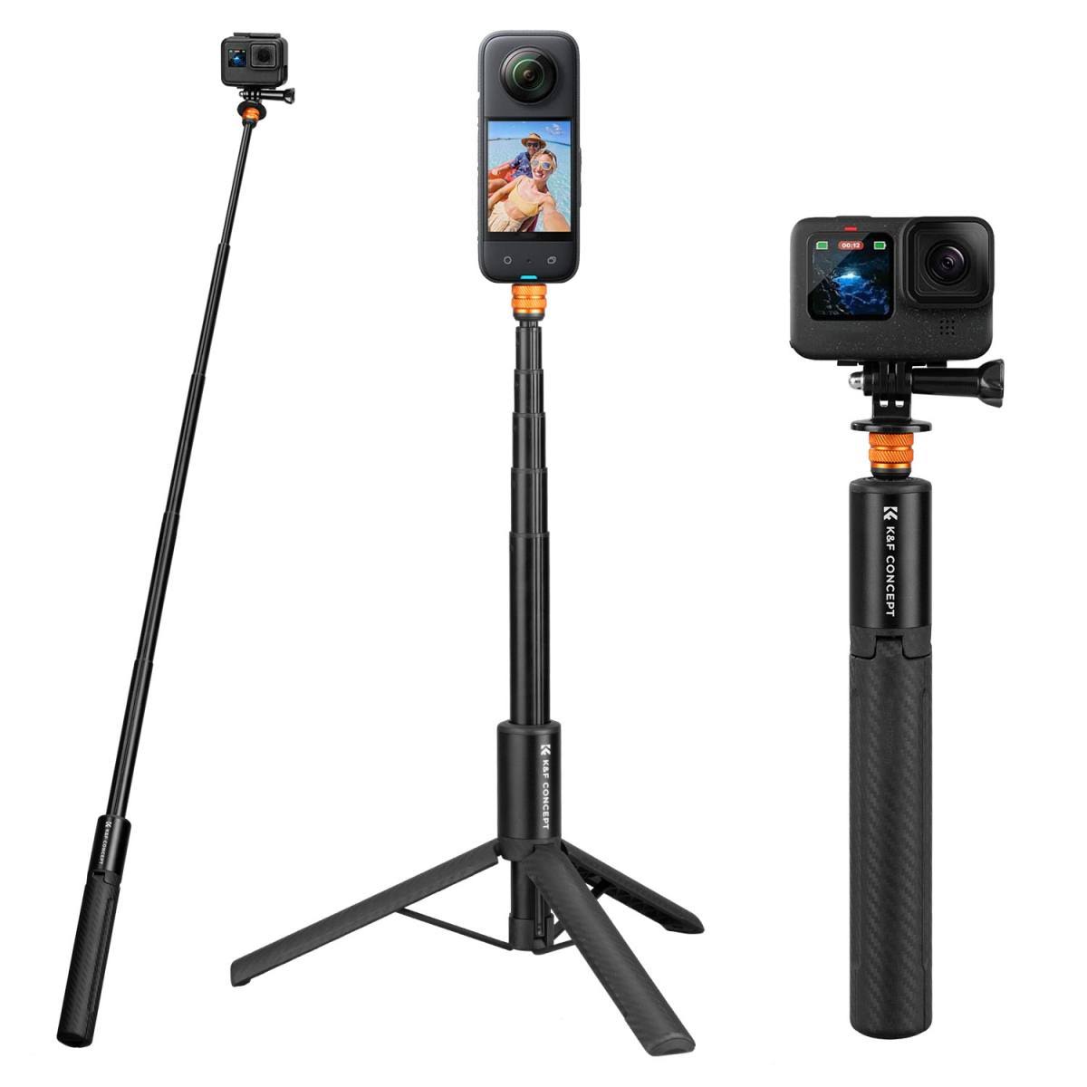 K&F Concept Invisible Selfie Stick Extension Long Pole for Insta360 DJI Osmo 360 Sports Camera GoPro DJI Action