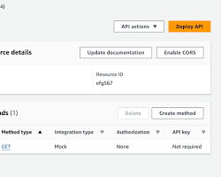 Image of AWS API Gateway Console showing the creation of a resource