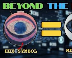 futuristic CBS eye logo 2076 holographic digital interface future television studio scifi city, AI generated
