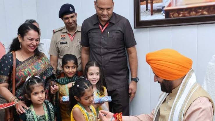 Haryana CM Saini celebrates Raksha Bandhan with schoolgirls in Chandigarh; says daughters are strength of society, state works for their safety