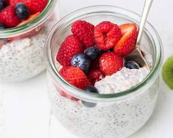 تصویر Chia seeds in yogurt or oatmeal