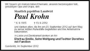 Paul Krohn-- 6. 9. 1915 13. | Nordkurier Anzeigen - 006208430201