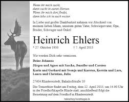 Anzeige für Heinrich Ehlers