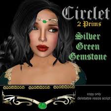 Circlet - Silver Ivy/Green Gemstone -- Simple 1 Visible Prim (Medieval / - CF%2520Circlet%2520Silver%2520Green%2520Gemstone%2520Vendor%2520Pic