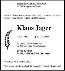 Klaus Jager-- 3. 2. 1940 12. | Nordkurier Anzeigen