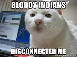 bloody indians disconnected me - Serious Cat | Meme Generator via Relatably.com