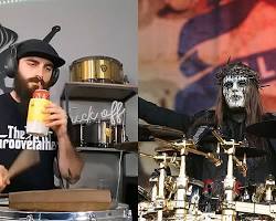 Image of El Estepario Siberiano playing metal drums