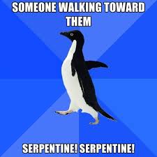 Someone WAlking Toward Them SERpeNTINE! SERPentine! ● Create Meme via Relatably.com