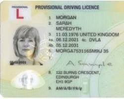 Image of UK provisional driver's license