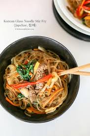 Japchae (Korean Glass Noodle Stir Fry) - My Korean Kitchen