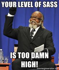 Your level of sass is too damn high! - Rent Is Too Damn High ... via Relatably.com