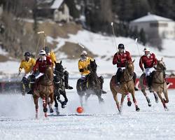Image of tourists watching the Snow Polo World Cup in St. Moritz, Switzerland