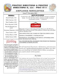 EMPLOYEE NEWSLETTER POSITIVE DIRECTIONS & POSITIVE ...