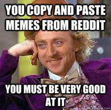 You copy and paste memes from reddit You must be very good at it ... via Relatably.com